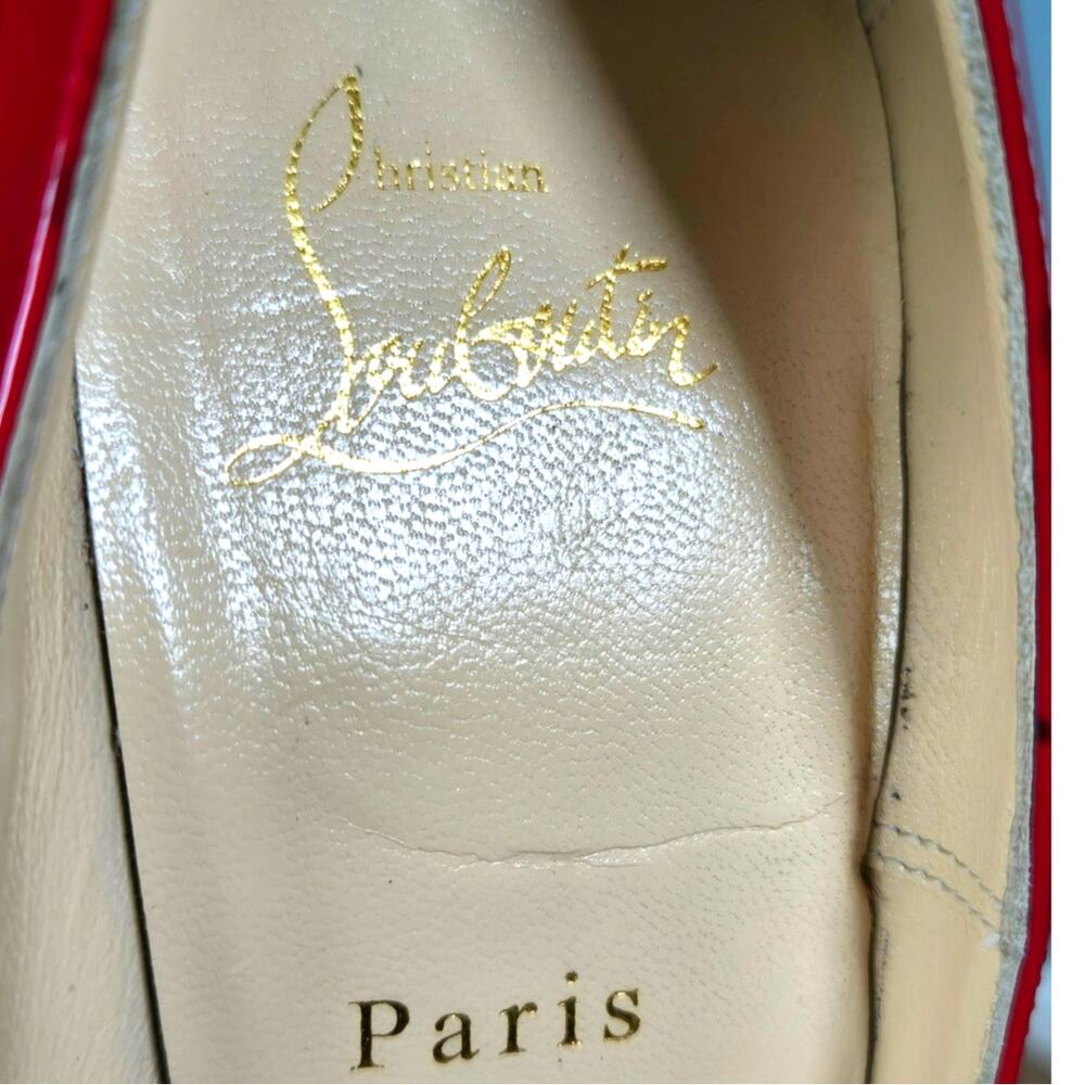 Christian Louboutin Patent Leather Pointed-Toe Stiletto Pumps in Red - Picture 7 of 15